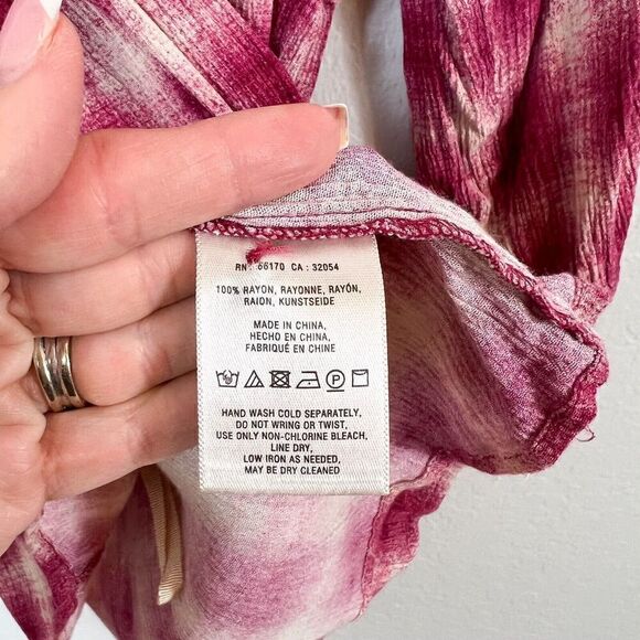 ANTHROPOLOGIE MAEVE Pink/Cream Long Sleeve Peasant Top Size XS - Picture 5 of 9